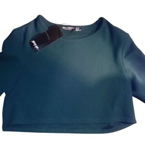 Nasty Gal Blue Boxy Crop T-Shirt